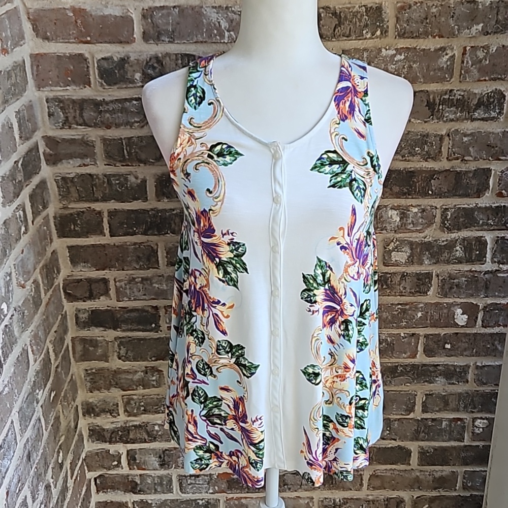 Akemi + Kin Floral Print Boho Tank Top Size XS - Picture 2 of 5